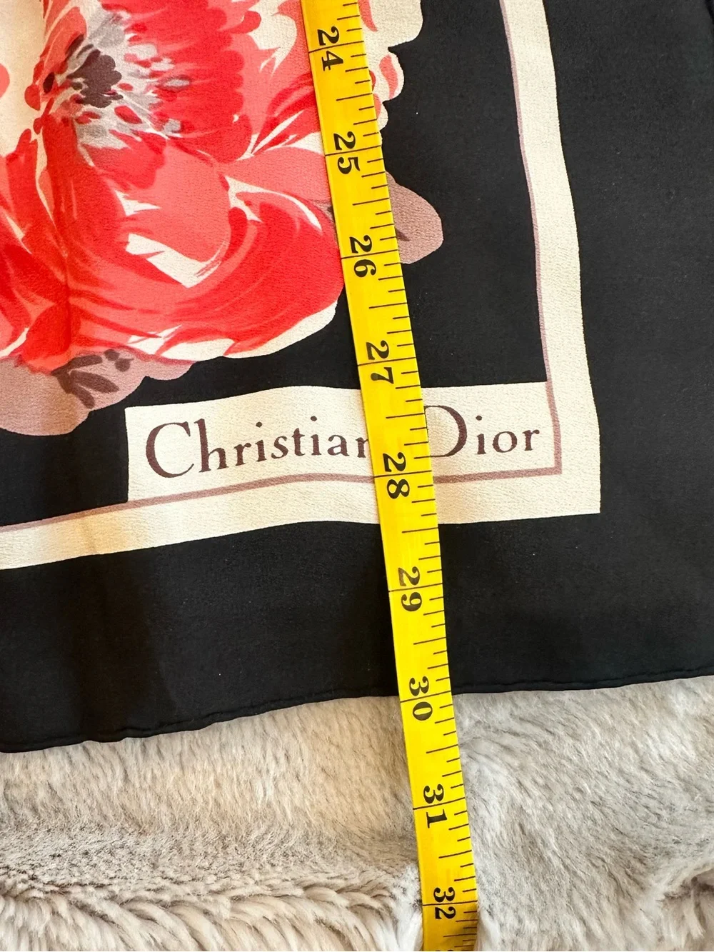 Dior Black and Cream Silk Scarf